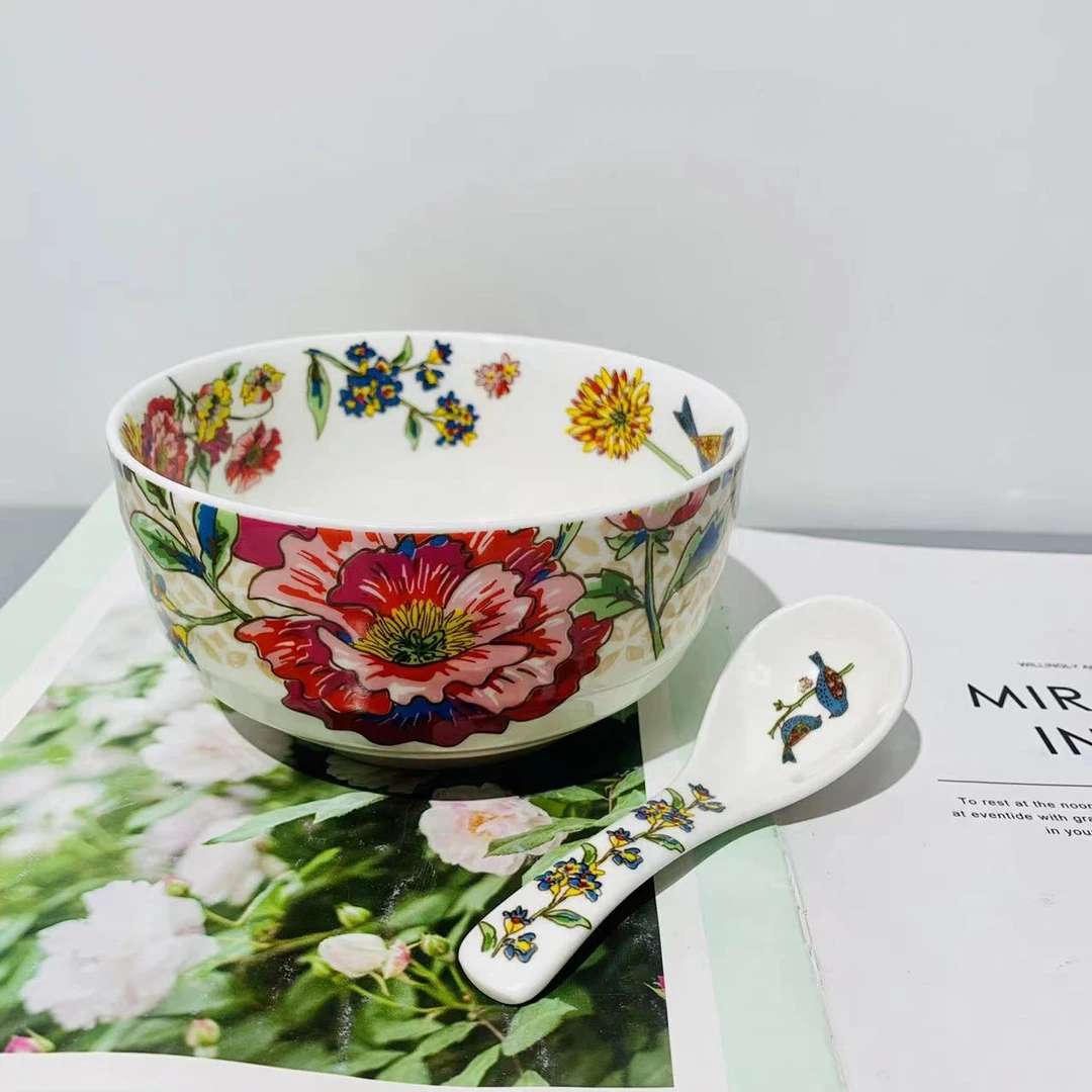 花鸟世界6寸面碗加汤勺