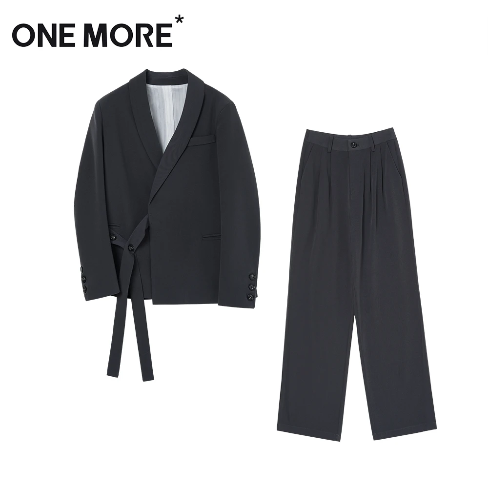 ONE MORE*西装套装女韩版系带新款阔腿裤职业小西服DYT23W3027