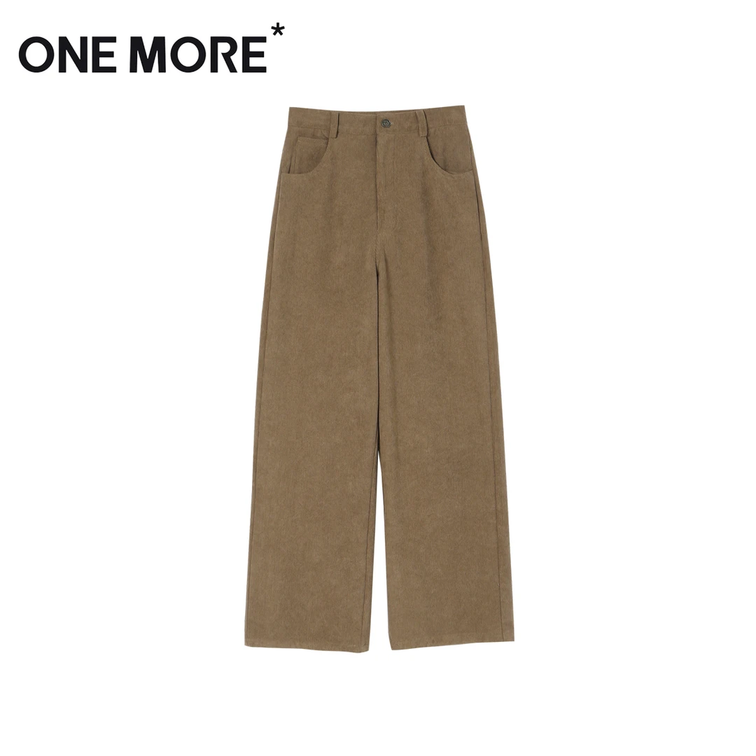 ONE MORE*2023新款时尚休闲女士阔腿裤绒感高腰休闲裤A1PA3370K15