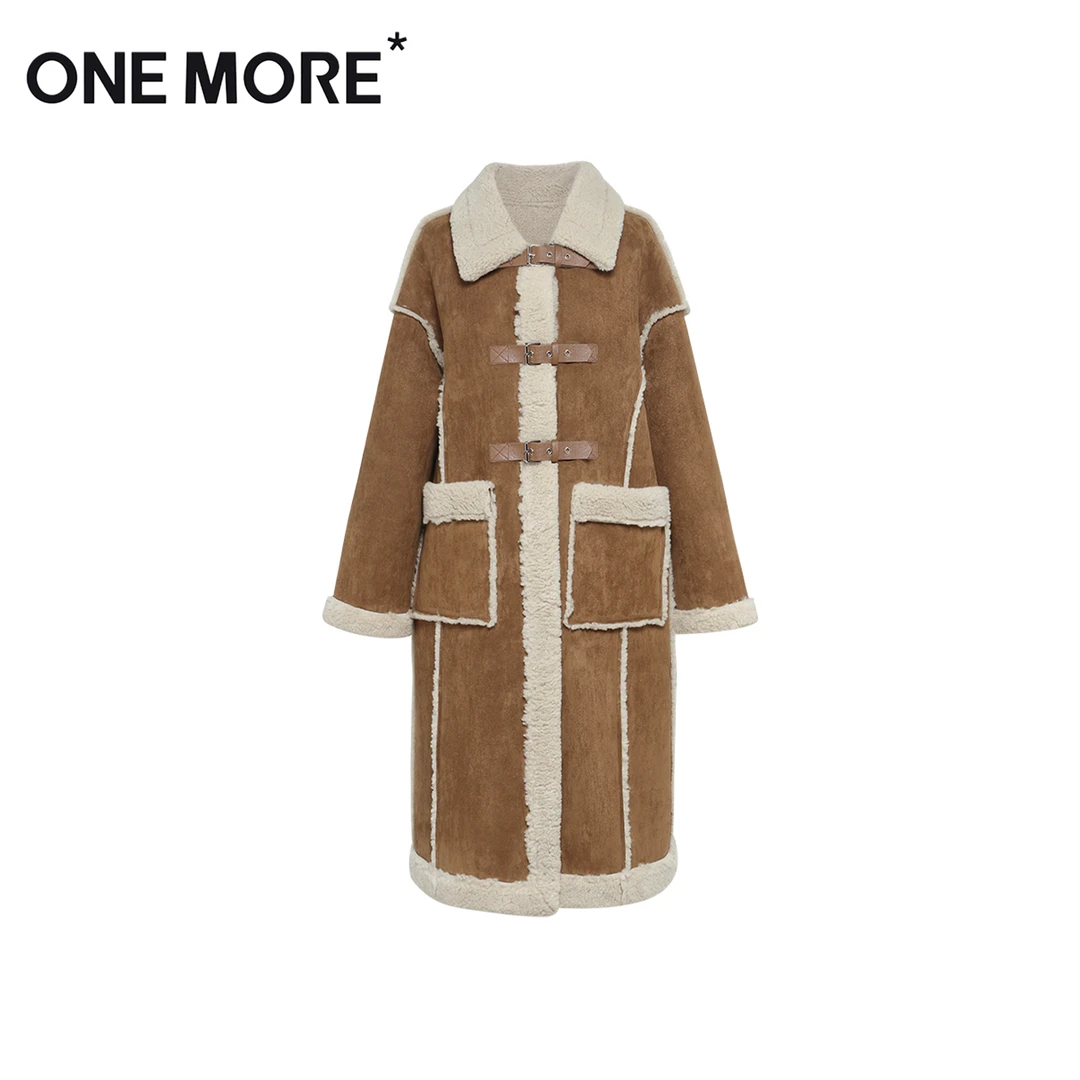 ONE MORE*秋冬长款皮毛一体反季服饰加厚长款外套女装A1DA3471K11