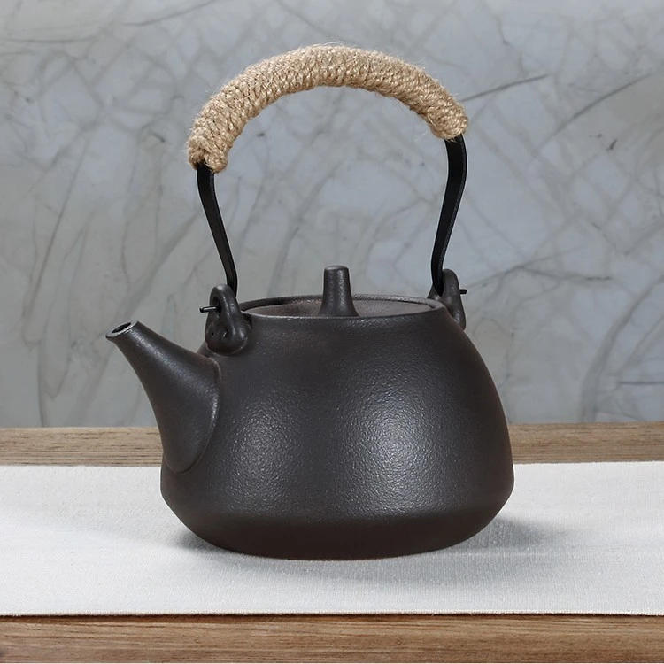 围炉煮茶壶黑陶壶提梁壶煮茶器烧水壶可明火电陶炉炭炉家用户外