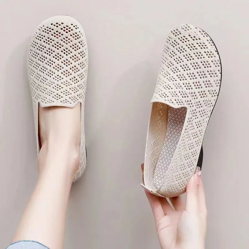 一脚蹬夏季透气网面鞋舒适防臭女鞋2024超软底防滑耐磨休闲女网鞋
