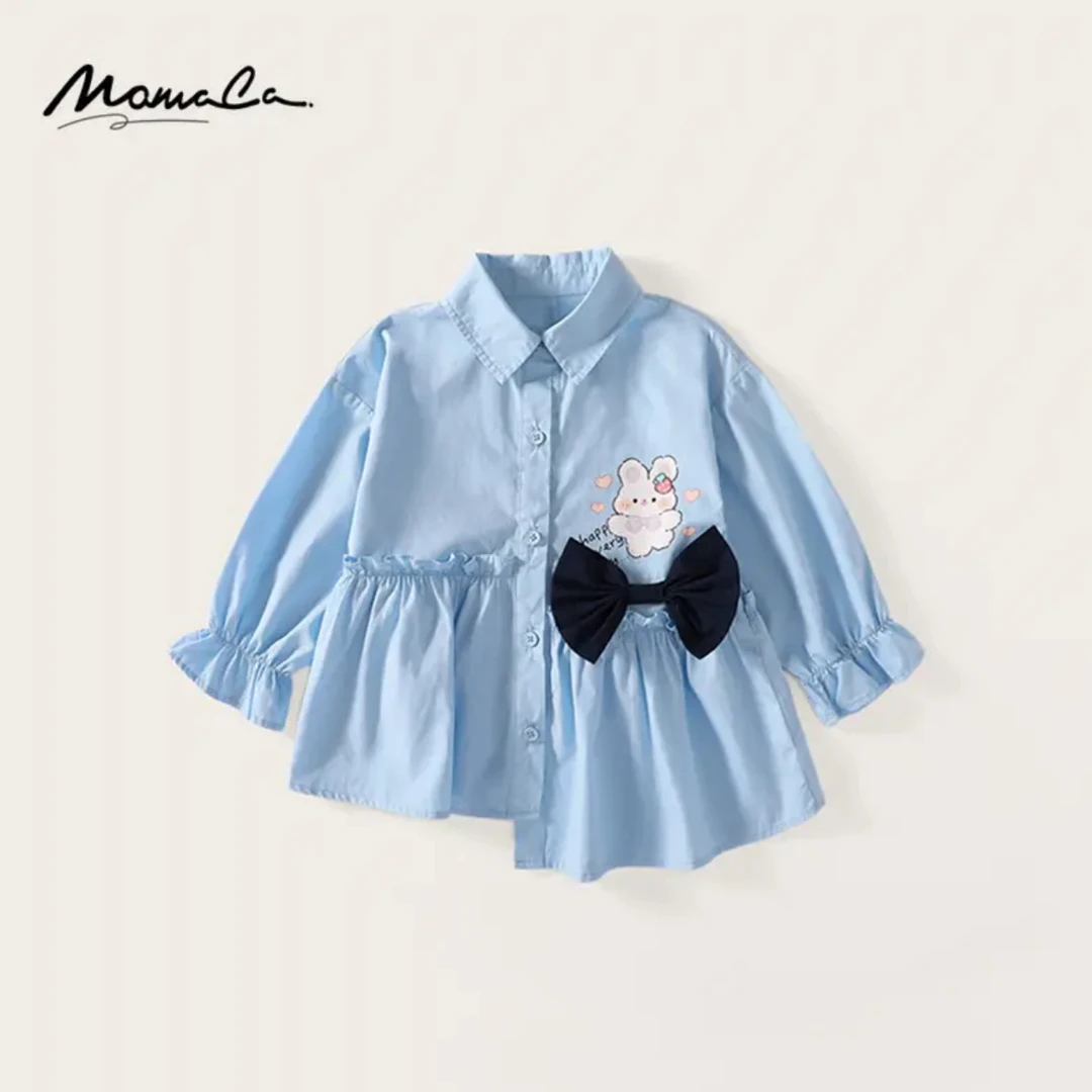 MOMOCO秋季新款女童卡通小兔贴图蝴蝶结可爱时尚衬衫75730234003