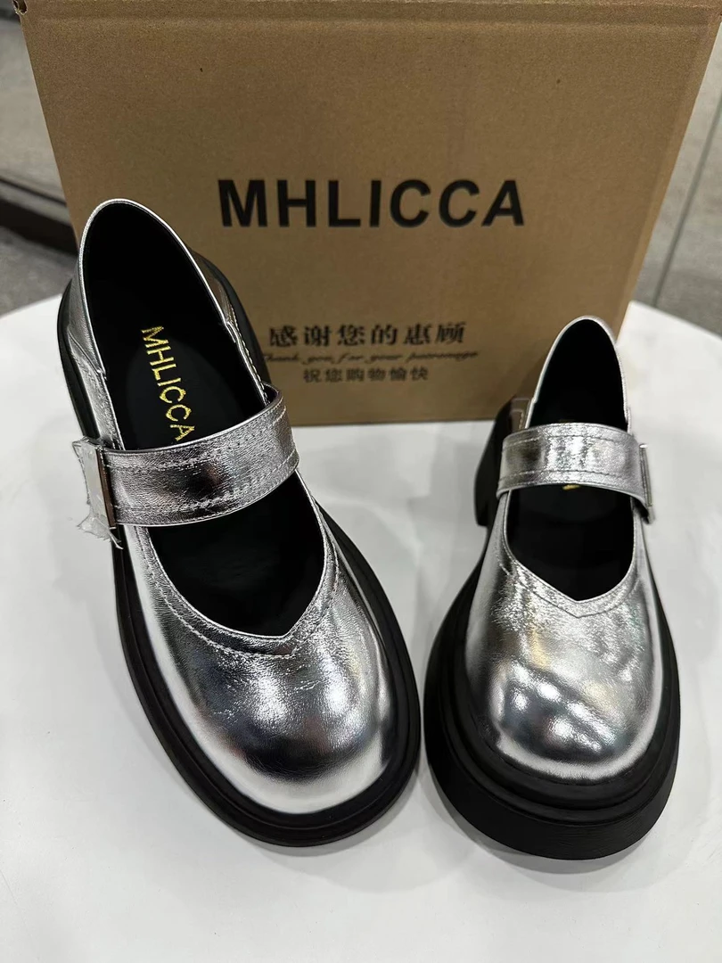 7231-1时尚休闲春季玛丽珍厚底英伦风圆头粗跟春夏百搭真皮乐福鞋