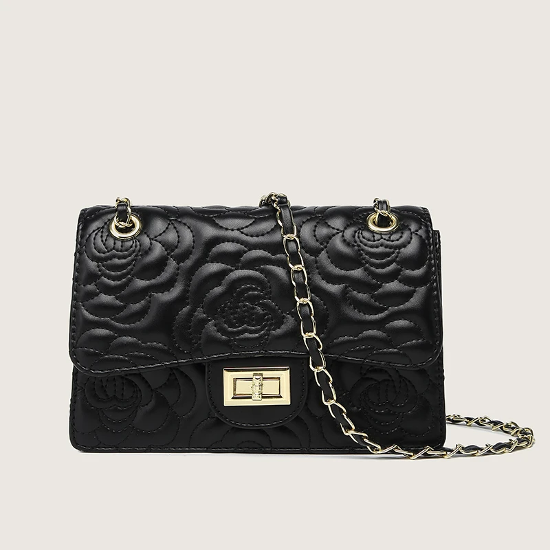 CAROL&JOHN'S/卡路约翰山茶花2024新款单肩链条包全皮女包斜挎包