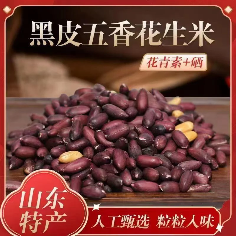 【黑皮五香花生】山东黑皮五香花生米富硒黑花生粗粮大颗粒香酥脆
