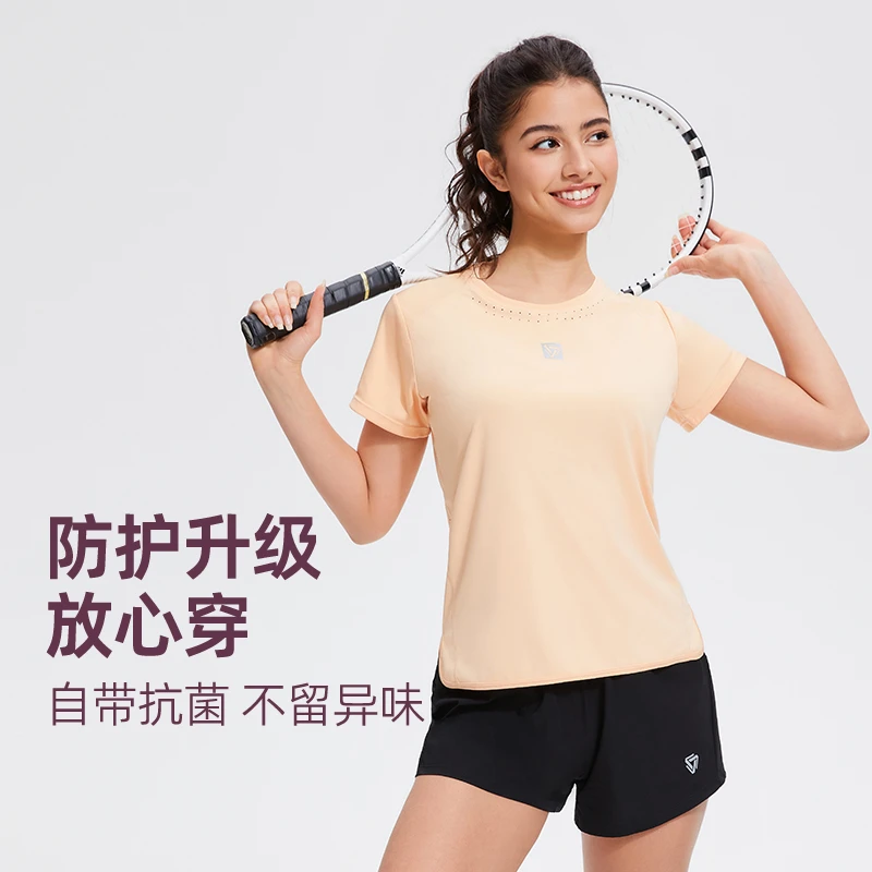 夏季透气网孔短袖健身衣男女显瘦运动薄款速干透气户外休闲1167