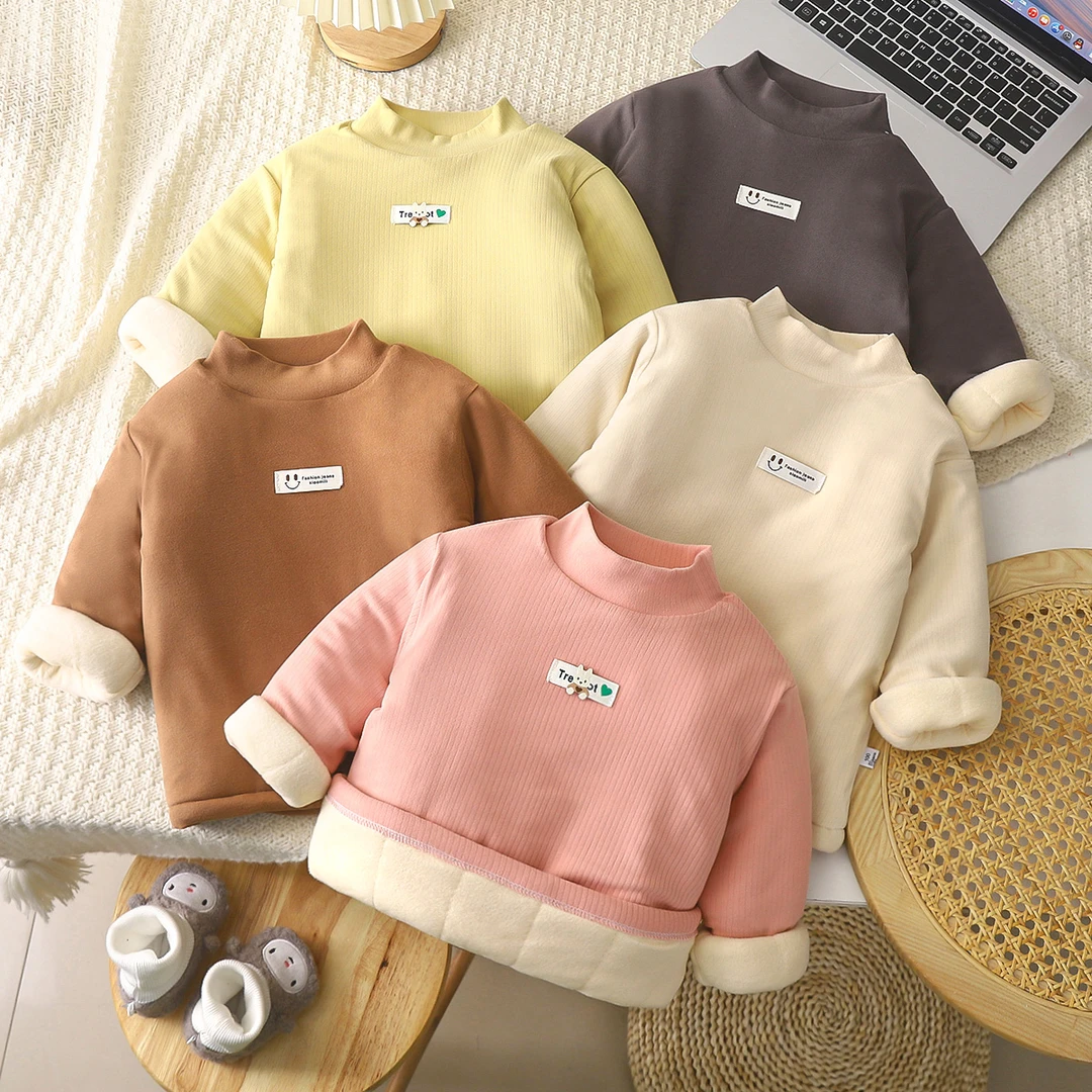 【三层保暖】加绒冬季三层夹棉保暖打底衫冬装童装潮童长袖宝宝加W