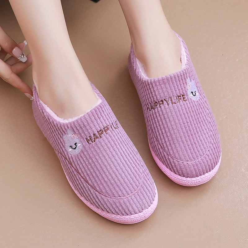 新款冬季女棉拖鞋厚底加绒保暖月子鞋男女款情侣室内女棉鞋妈妈鞋