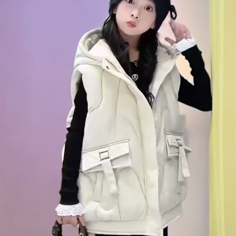 韩版秋冬无袖棉马甲短款加厚连帽保暖宽松休闲百搭