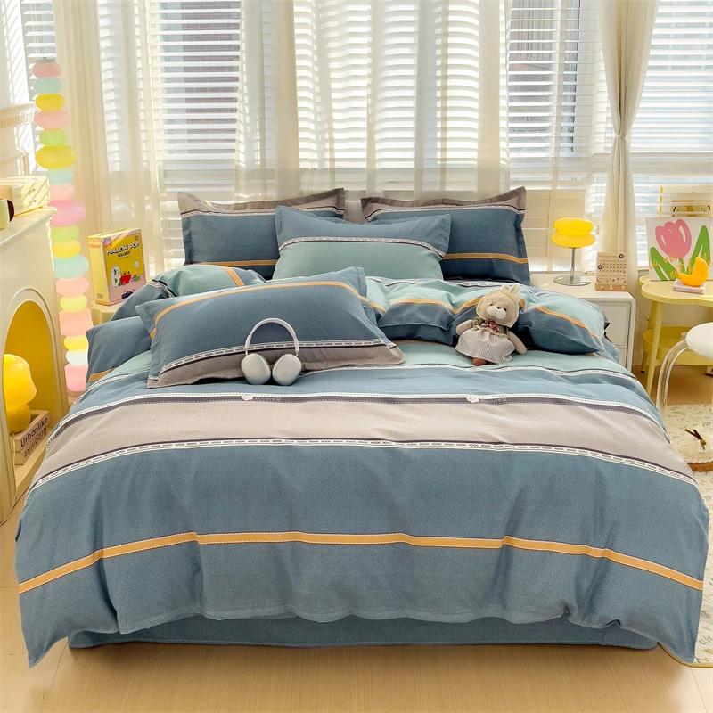 斜纹四件套小清新加厚磨毛印花被套双人四季通用单人学生宿舍礼品