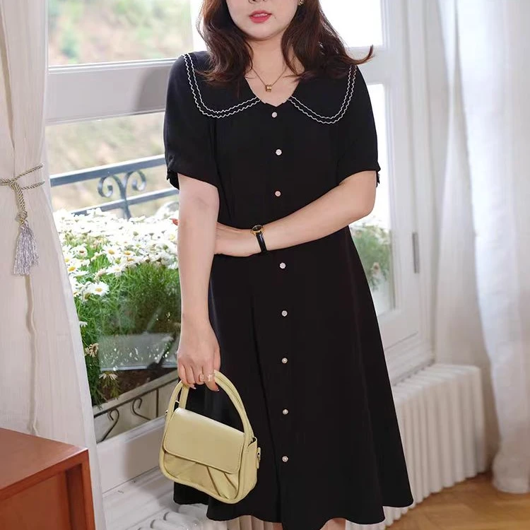 轻熟风显瘦穿搭赫本裙大码女装胖MM2025夏装气质减龄法式连衣裙女