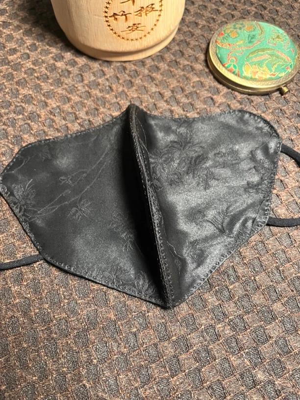 百分百桑蚕丝香云纱香云纱口罩 手工缝制