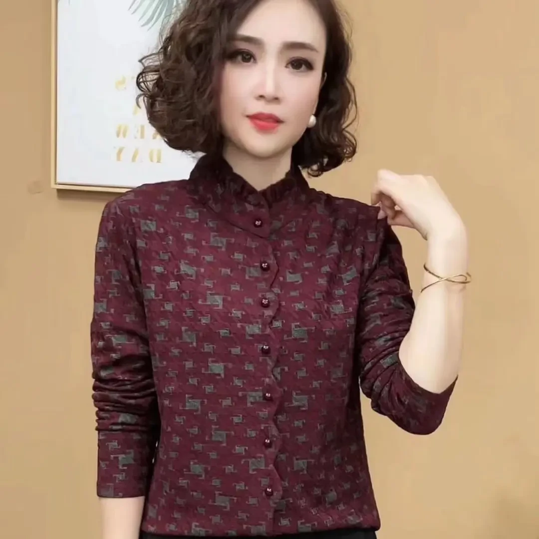 2024新款时尚洋气百搭秋季立领长袖套头减龄显瘦女士上衣#8163