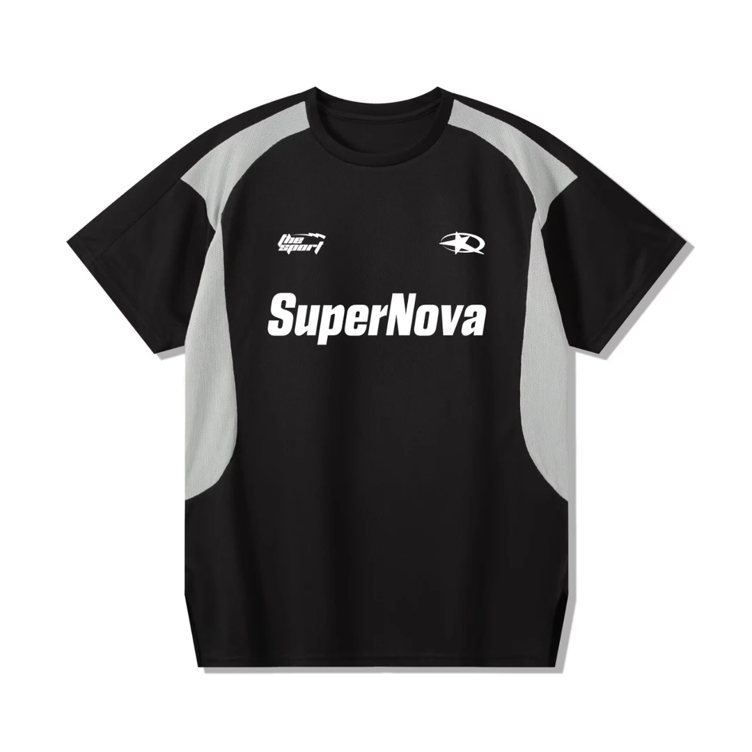 NOVABLE美式运动拼接撞色夏季速干短袖透气投篮服训练健身宽松