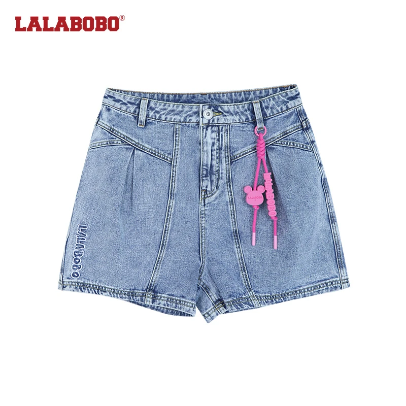 武汉LALABOBO2023夏新款原创潮流休闲高腰牛仔短裤女LBCB-WXZD28