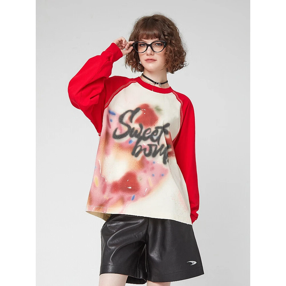 苏新皓同款LALABOBO设计师款多巴胺涂鸦显瘦男女长袖t恤RBDC-DT12