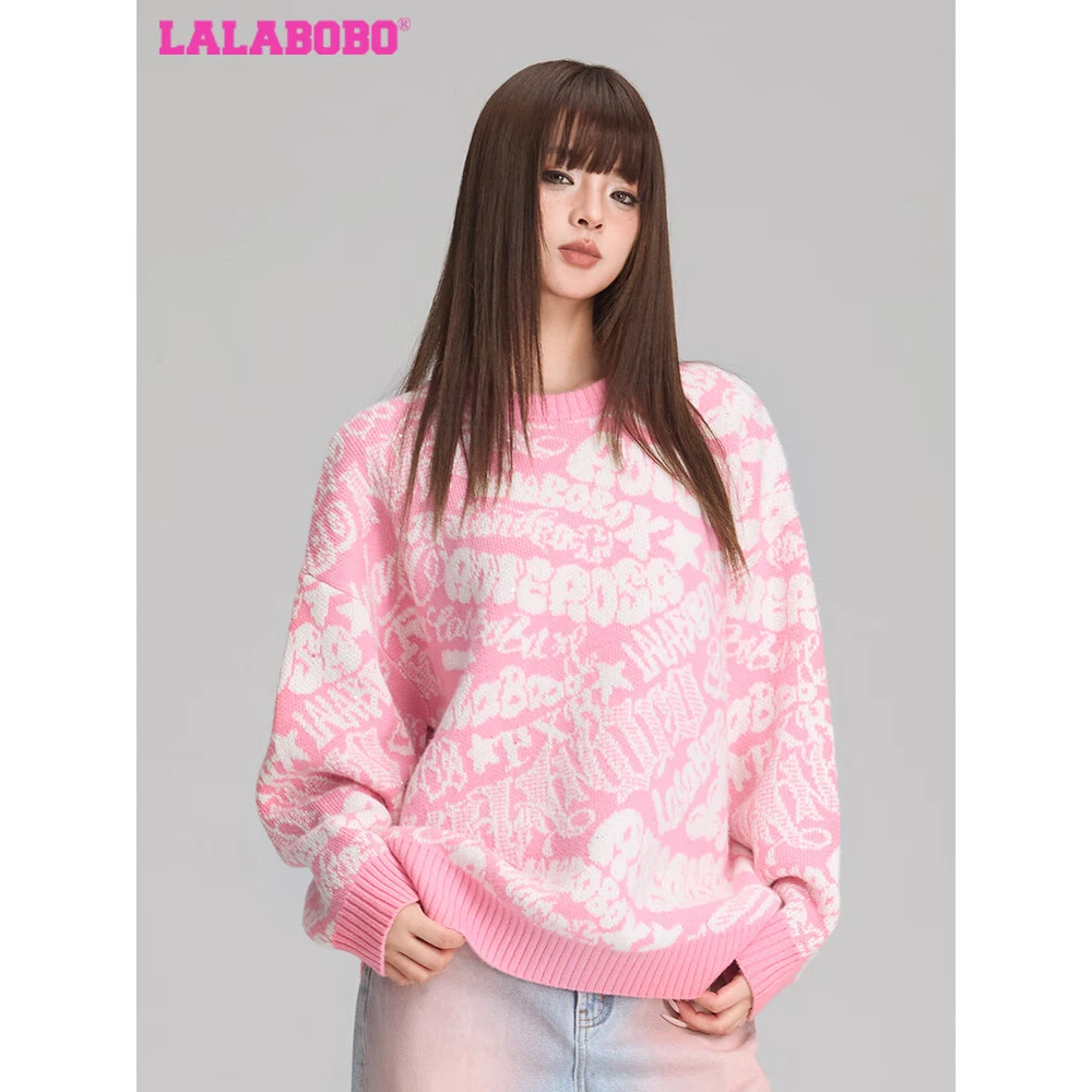 武汉LALABOBO多巴胺套头毛衣装减龄字母慵懒风上衣针织RBDD-TM11
