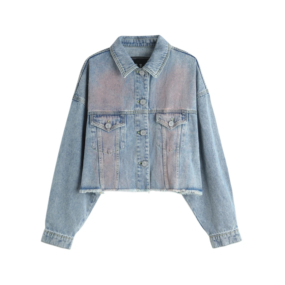 郑州LALABOBO时尚百搭秋季户外迷彩牛仔夹克短外套LBDC-WSJW15