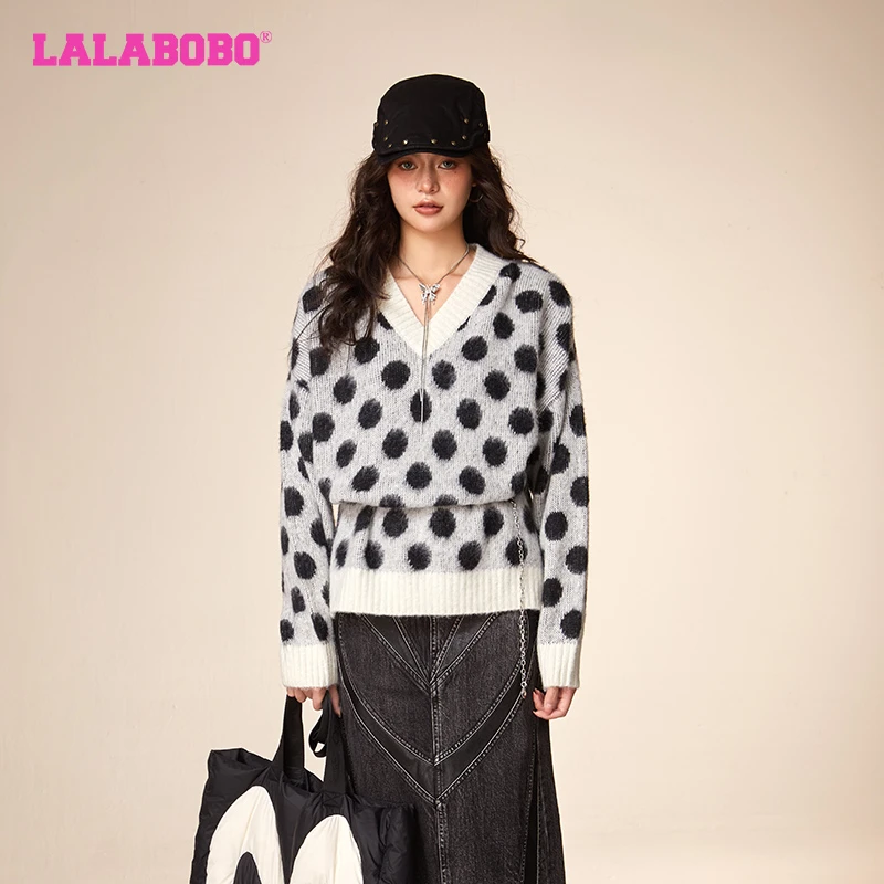 石家庄LALABOBO新款潮流简约休闲时尚百搭宽松毛衣LBCD-WSTM44