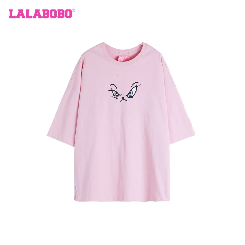 LALABOBO动漫系列原创云彩棉花软糖兔印花创意表情T恤LBDB-WSDT34