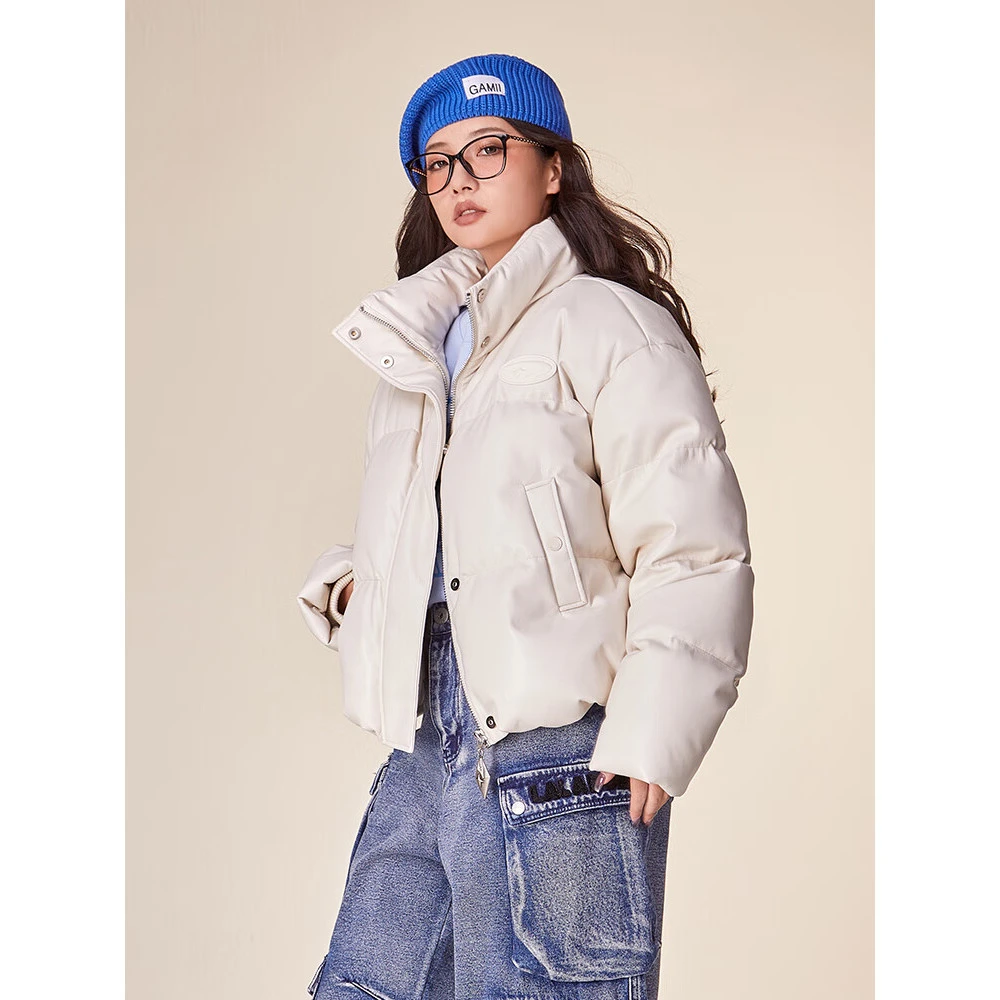 LALABOBO时尚百搭潮流鸭绒休闲保暖立领短羽绒服女LBCD-WSYR48