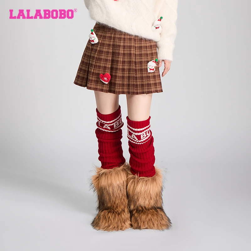 LALABOBO洋气休闲时尚百搭格子可爱风秋冬半身裙LBDD-WXZQ13