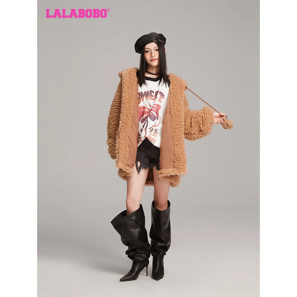 武汉美拉德熊耳朵连帽毛绒外套女2024秋冬新款 LBDC-WSDR13