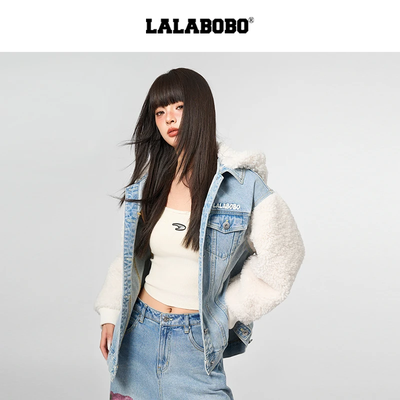 LALABOBO冬瘫瘫兔时尚休闲连帽牛仔夹克RBDC-JW13