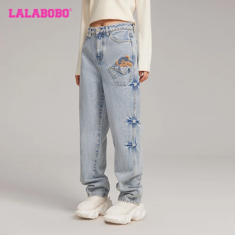 郑州LABO小熊图案休闲宽松水洗印花直筒时尚萝卜裤LBDC-WXZC20