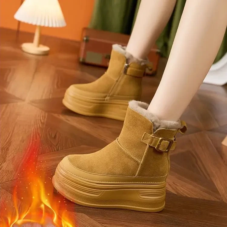 内增高软底时尚雪地靴女2024冬季新款厚底短靴加绒加厚保暖棉鞋