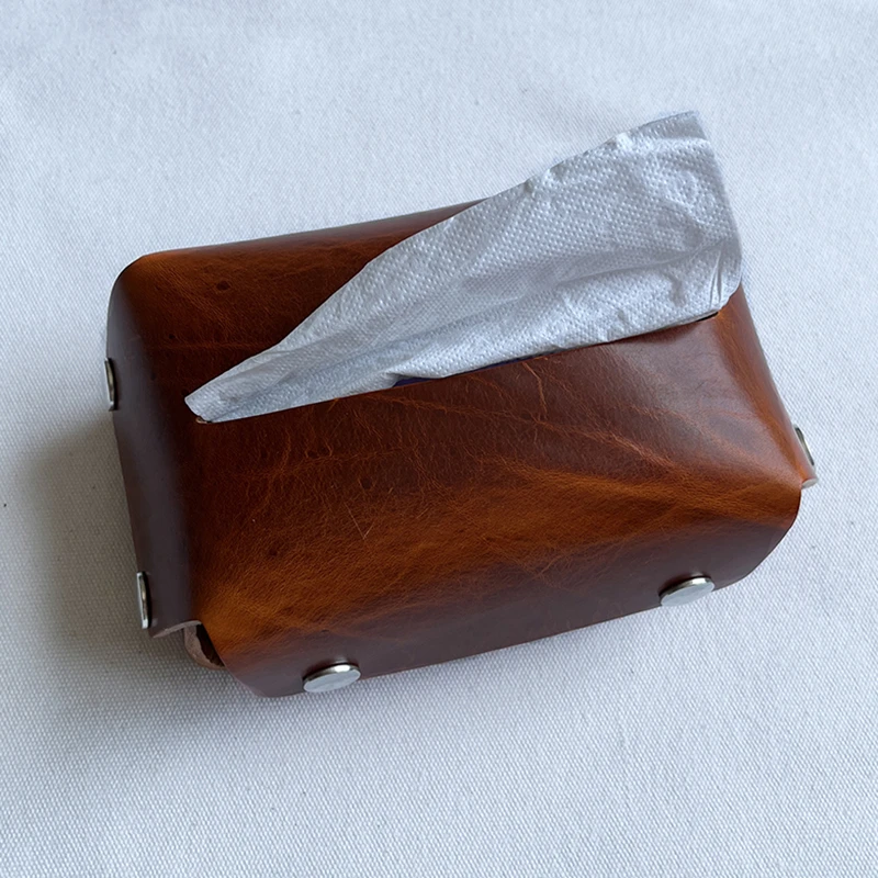 手工真皮北欧家用纸巾盒ins牛皮创意餐厅皮革纸盒客厅车载收纳盒