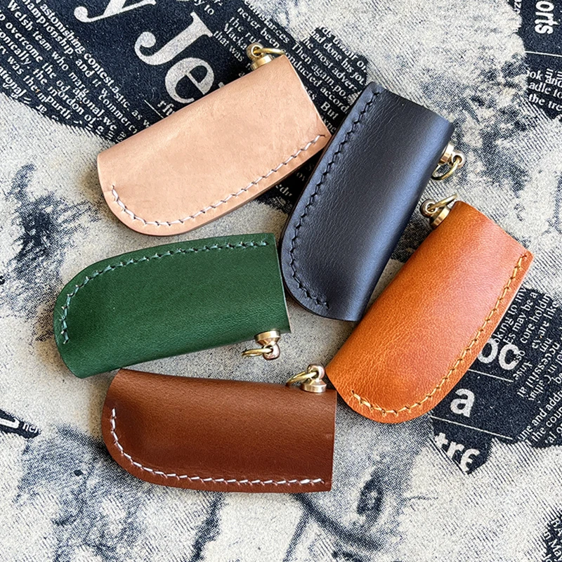 手工手缝植鞣革牛皮打火机套一次性电子火机真皮保护套防撞防摔