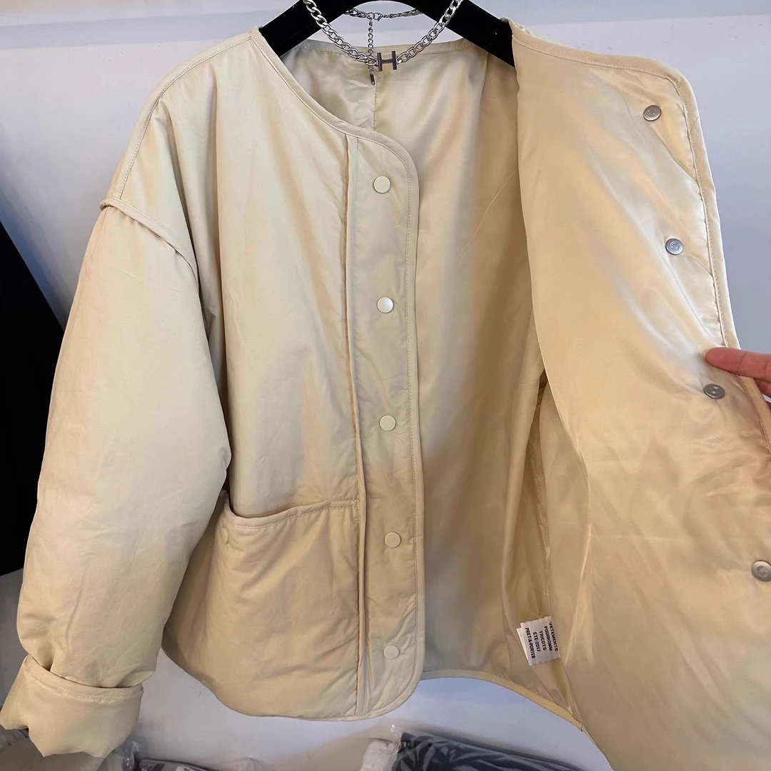 时尚洋气夹棉保暖棉袄短外套女2024冬季新款宽松休闲百搭棉衣棉服