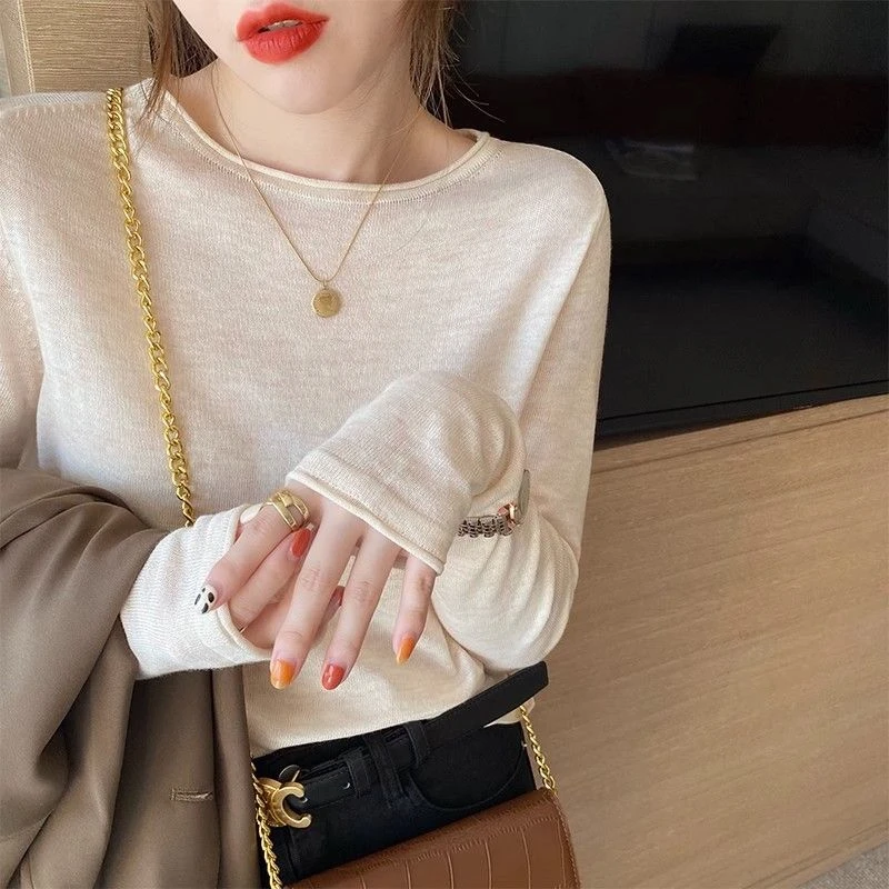 韩版宽松秋季薄款百搭针织衫秋冬套头款女洋气春秋毛针织衫