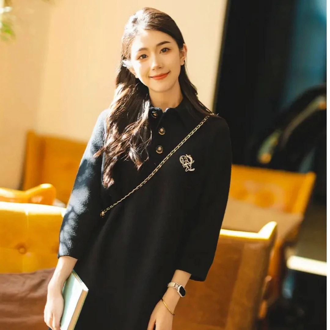 GIRDEAR/哥弟复古针织时尚连衣裙1599030