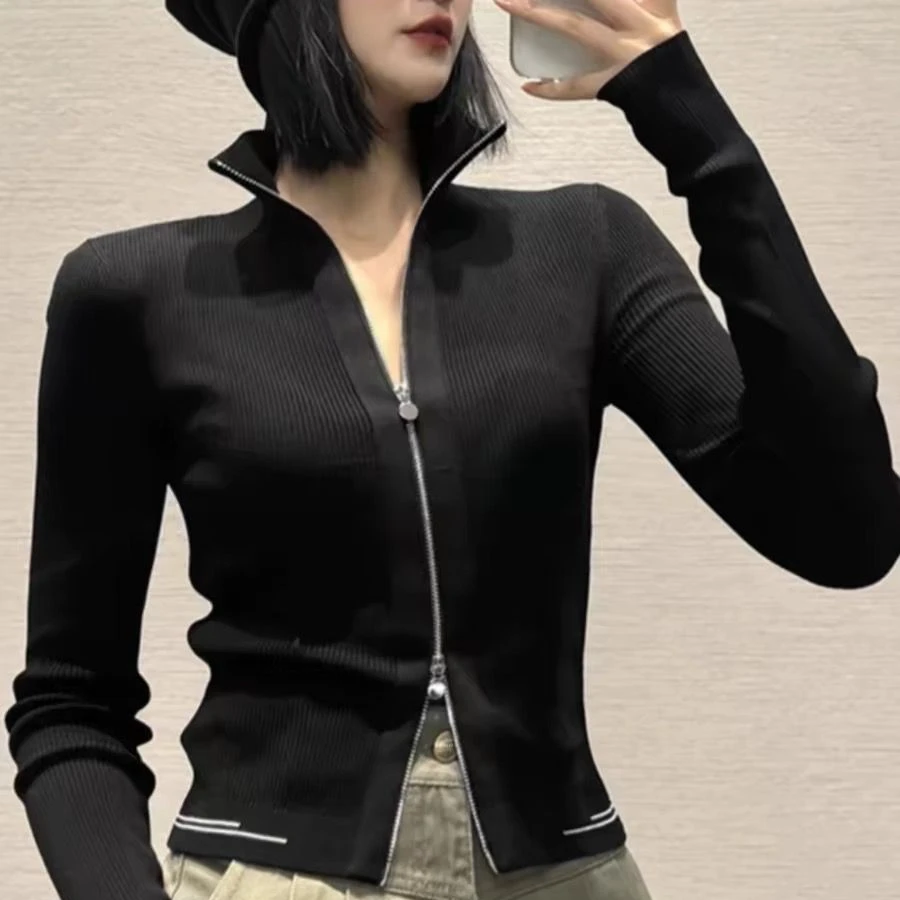 GIRDEAR/哥弟显瘦时尚修身拉链款长袖针织衫1499233