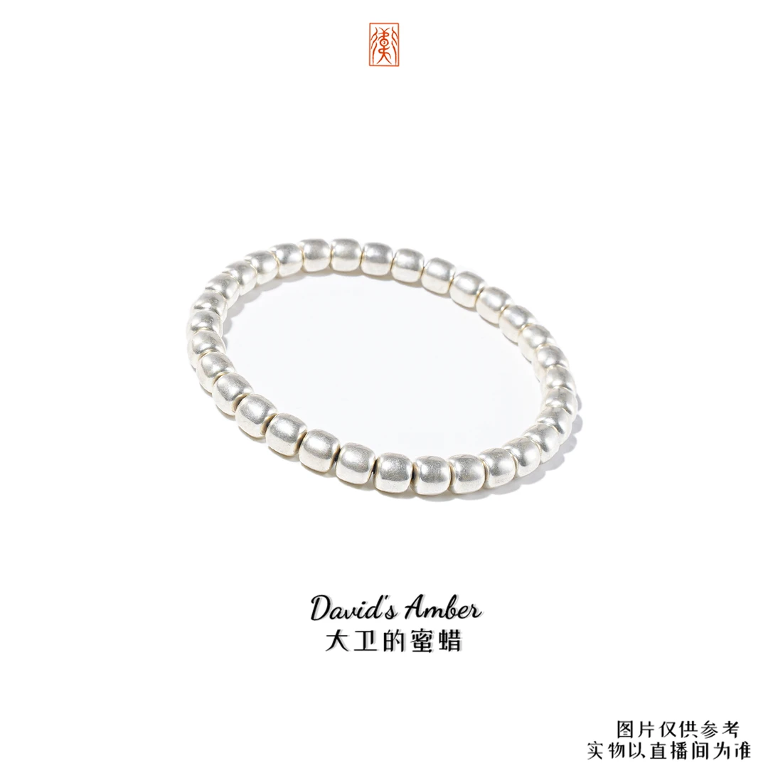 925银手链 新款925银珠手串精工6MM老型光面圆珠小众精致手链送礼