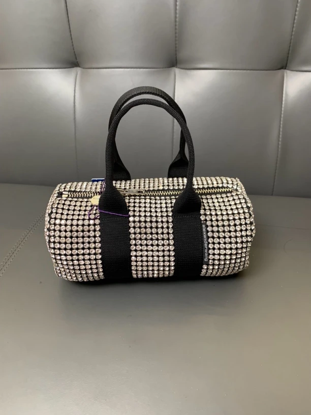 全新未使用 Alexander McQueen/亚历山大·麦昆 圆筒全钻手提包