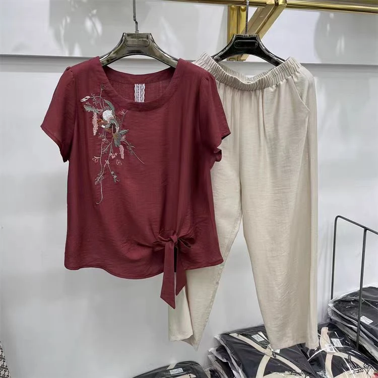 T1073短袖显瘦气质时尚休闲百搭夏季宽松套装