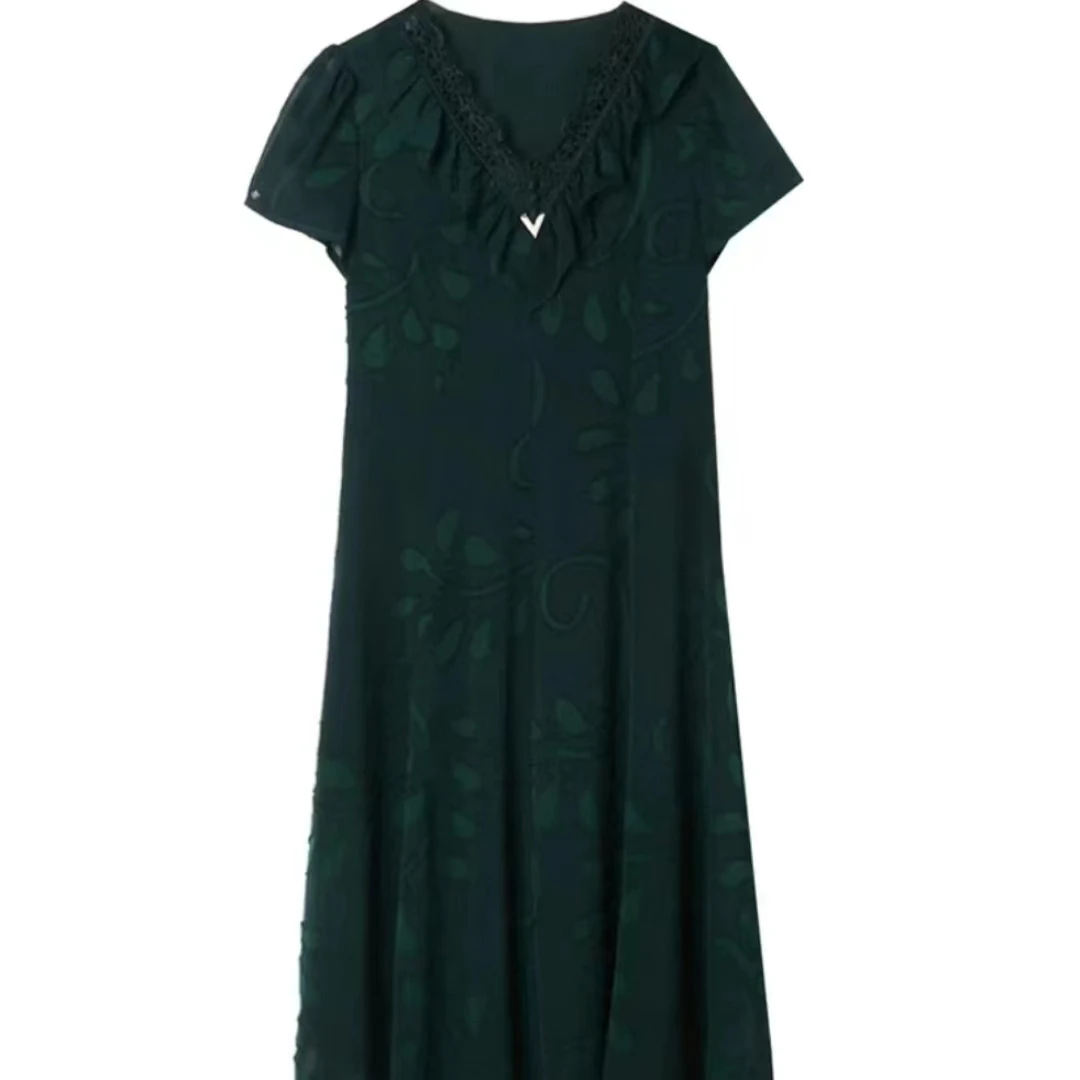 T238连衣裙子女装夏季23年新款显瘦气质洋气中长裙复古减龄A-7