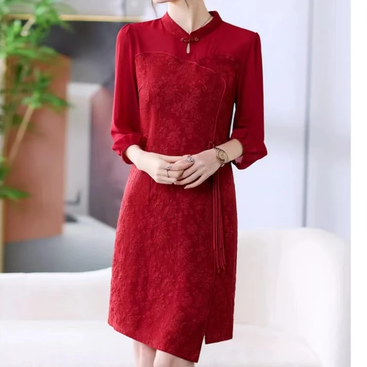 T1114气质秋季新款连衣裙中年女洋气显瘦旗袍裙子