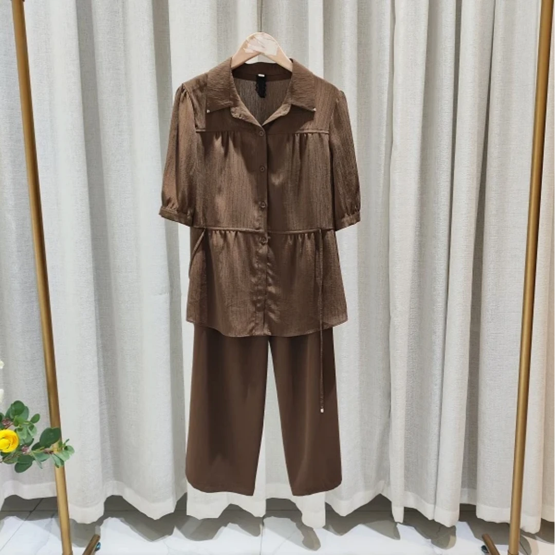 Q312夏新款宽松短袖套装夏季百搭时尚显瘦T简约纯色A-6