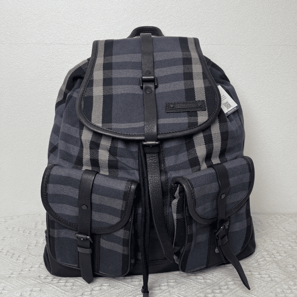 95新 BURBERRY/博柏利 3137/男士时尚格子帆布双肩包
