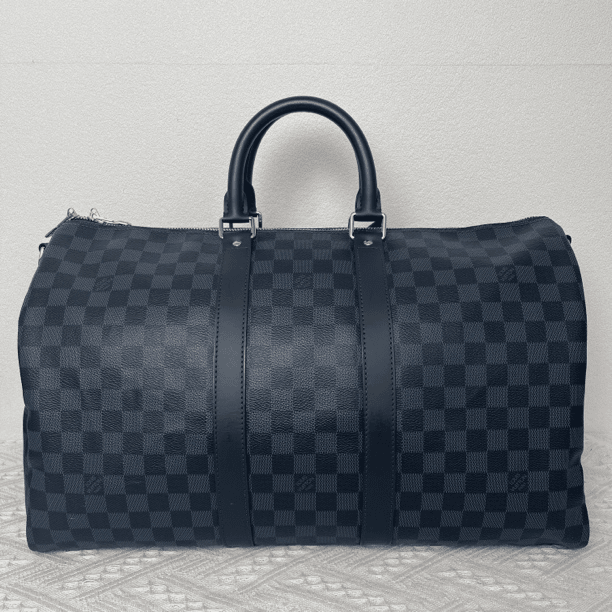 99新 LouisVuitton/路易威登 3245/蓝棋盘格keepall45手提旅行包