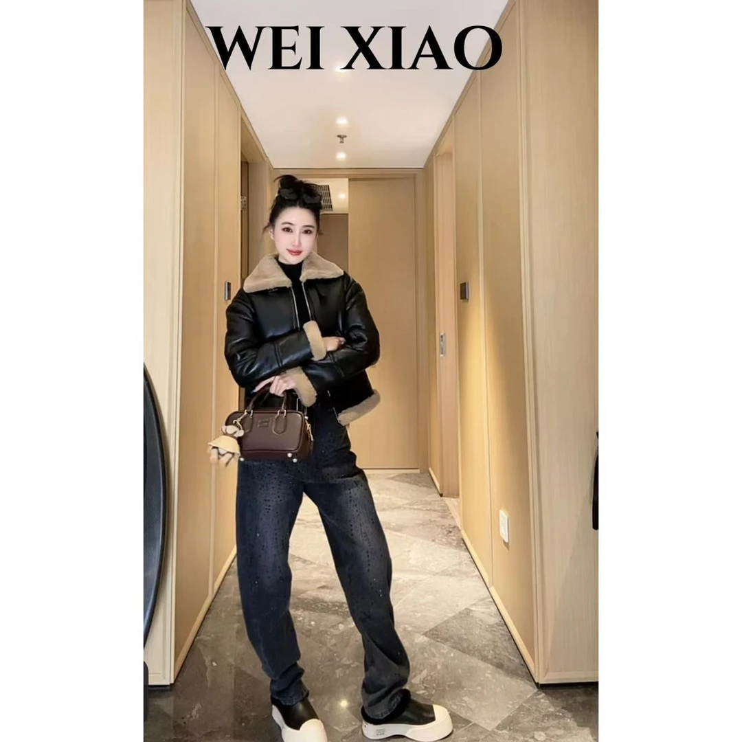 微笑家 牛仔系列【钻钻牛】深灰色钻牛仔裤