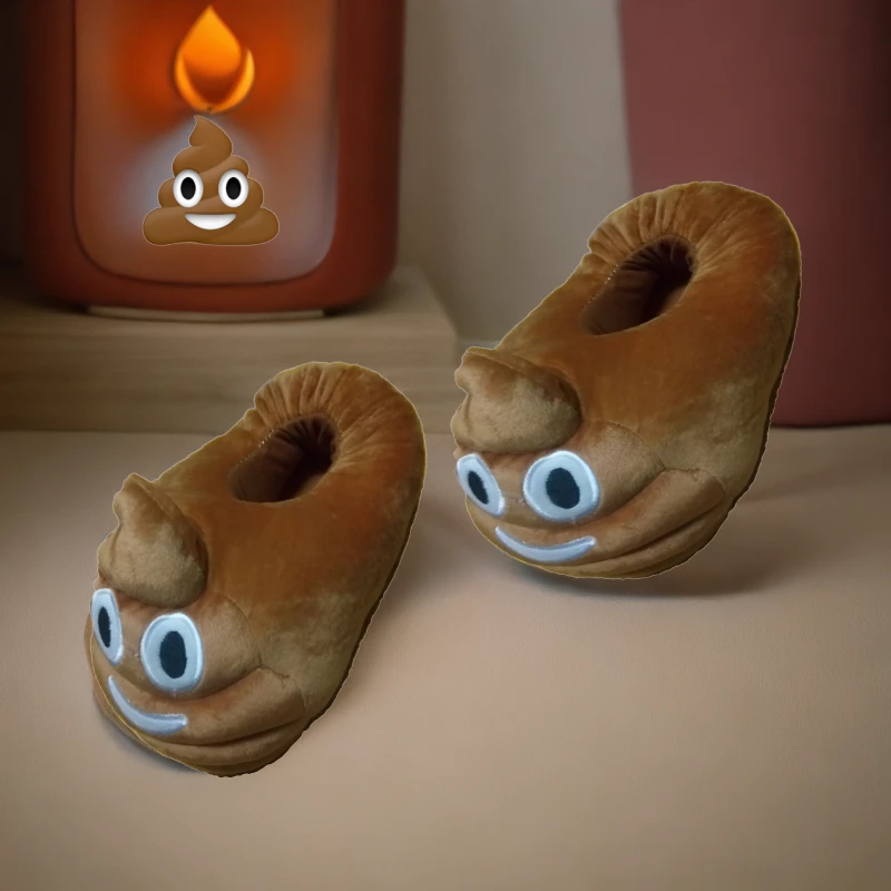 大便便冬天棉拖鞋女搞怪创意表情可爱毛毛卡通情侣包跟棉拖鞋男女
