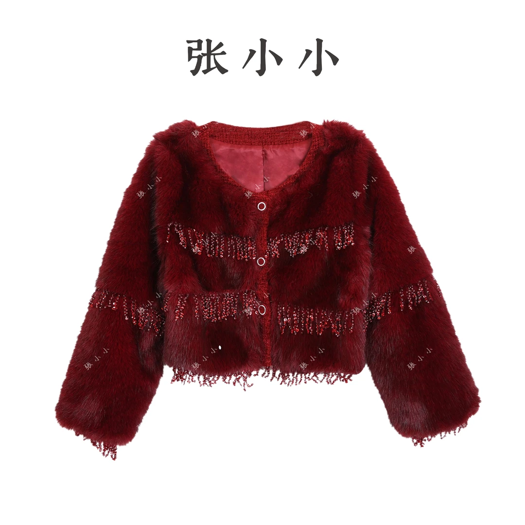 【张小小】红酒香氛-0036 “90白鸭绒”羽绒大衣（X789B）-43cm