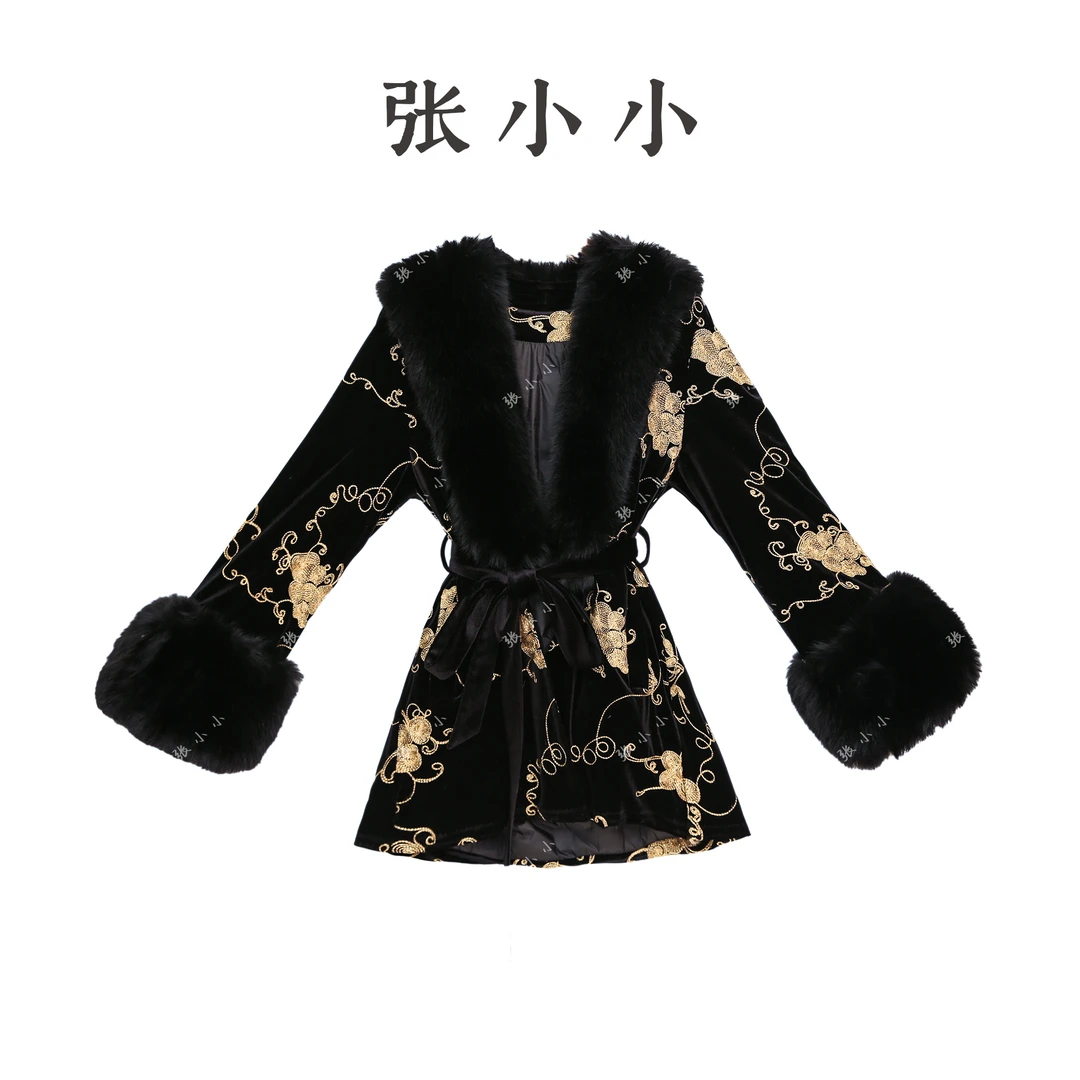 【张小小】金花织梦-0034 “90白鸭绒”羽绒大衣（X829B）-60cm