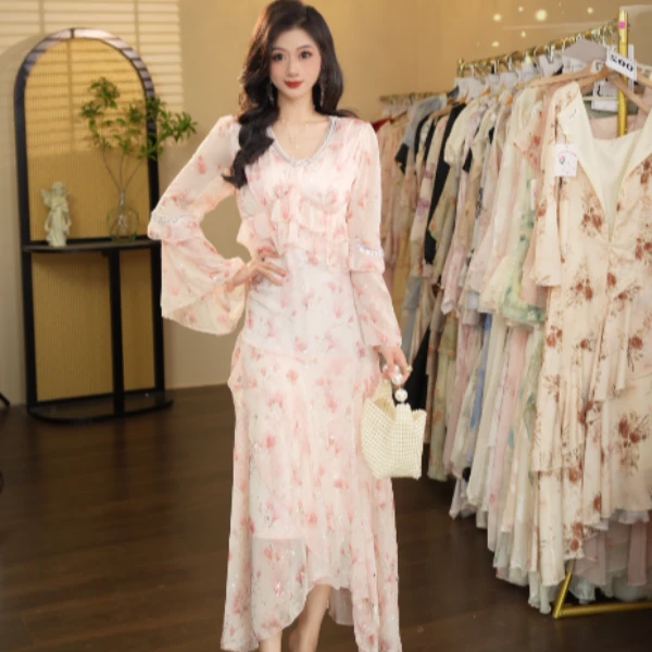 【张小小】桃花漫舞-402 连衣裙（X541）